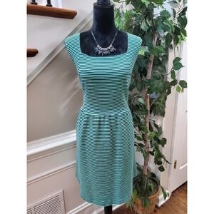 Merona Women's Green & Blue Cotton Square Neck Sleeveless Knee Length Dress XL